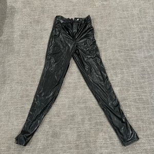 black leather leggings